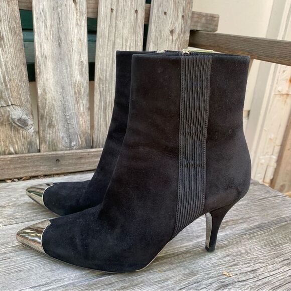 Calvin Klein Rosella Suede Black and Silver Heeled Boots size 36 - Picture 1 of 12